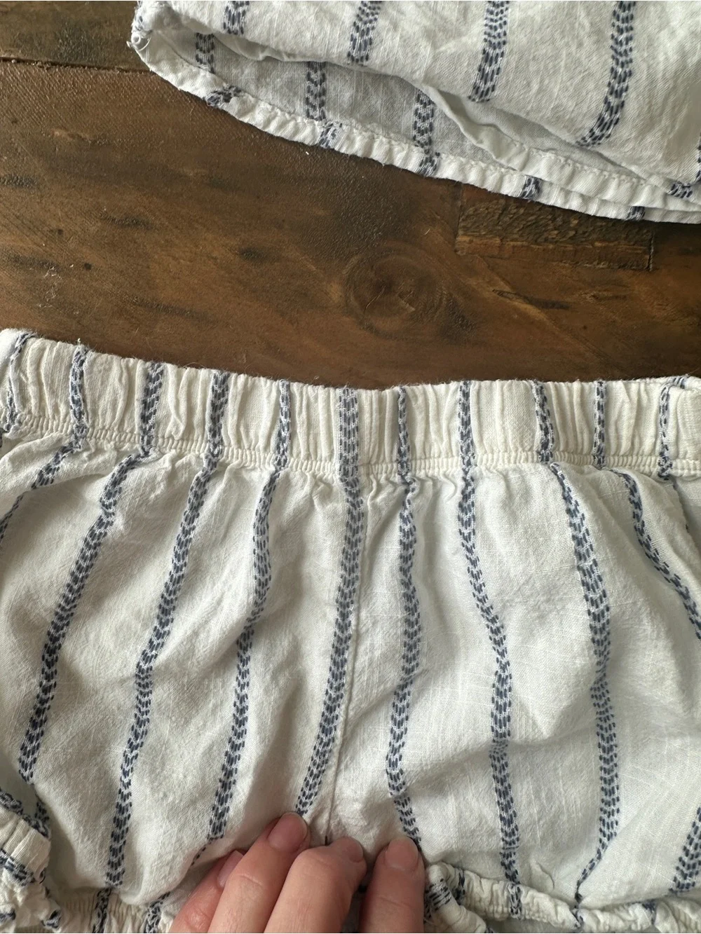 Tucker + Tate White Striped Two-Piece Set with Colorful Floral Embroidery